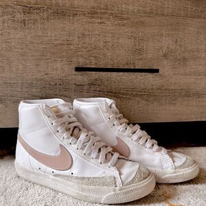 Size 6 Pink and White Nike Blazers